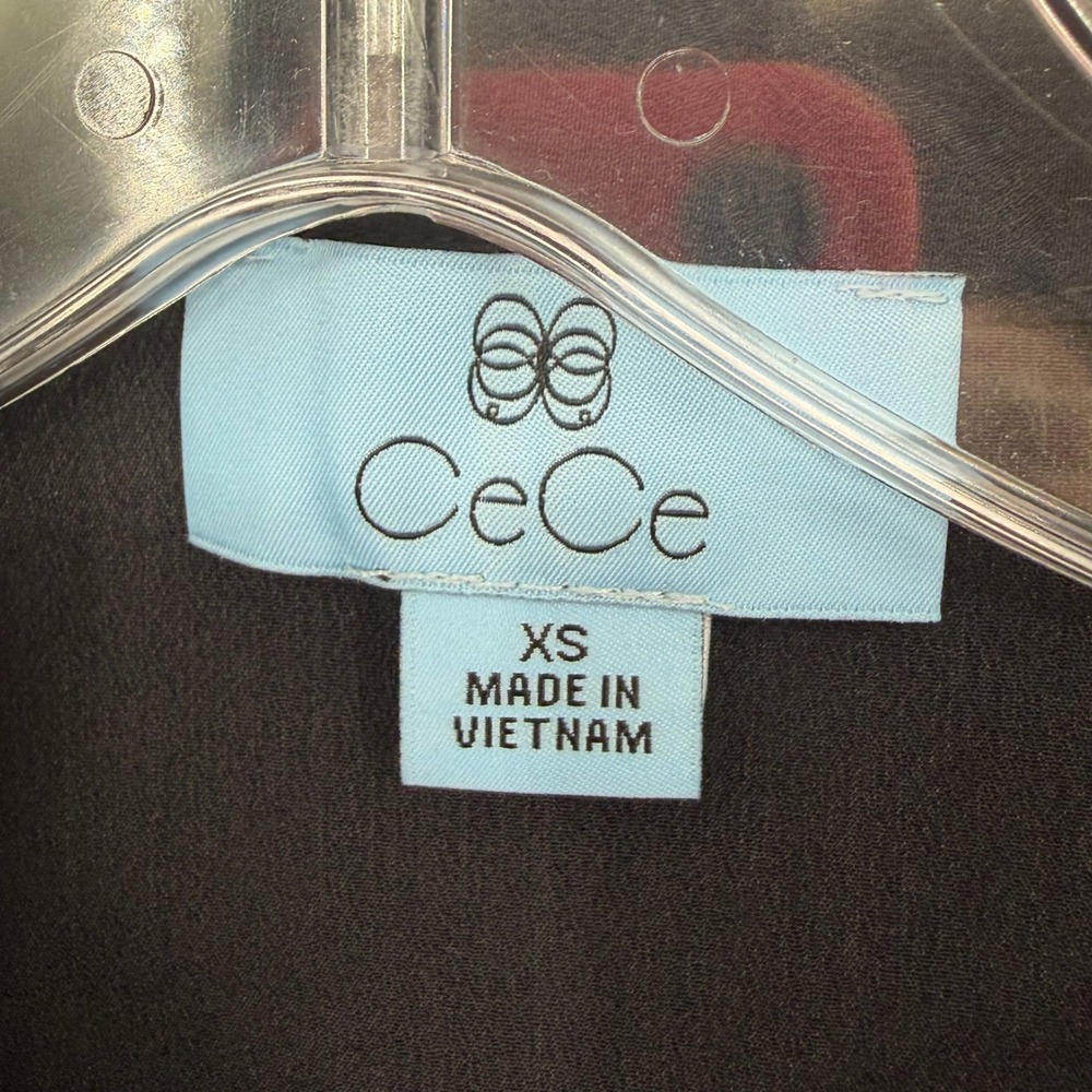 CeCe Sleeveless Bow Tie Blouse Womens XS Black Career Classic Minimalist Preppy - Picture 5 of 11